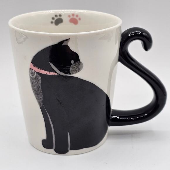 Retro Vintage Black Cat Coffee Mug with Tail Handle-Chasing LOLA-LTD Commodities - Picture 1 of 8